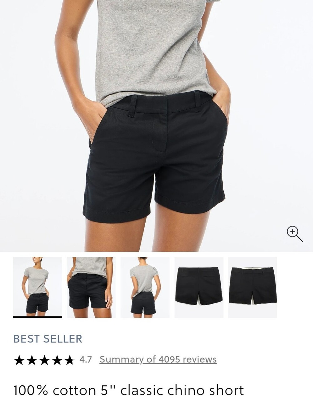 J. Crew Factory Black Classic Chino Bermuda Shorts